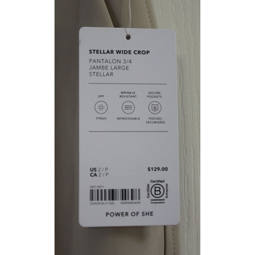 NWT Athleta Size 2/P Stellar Wide-Leg Crop, Tan Pull-on Capri Pants Travel - Picture 3 of 7